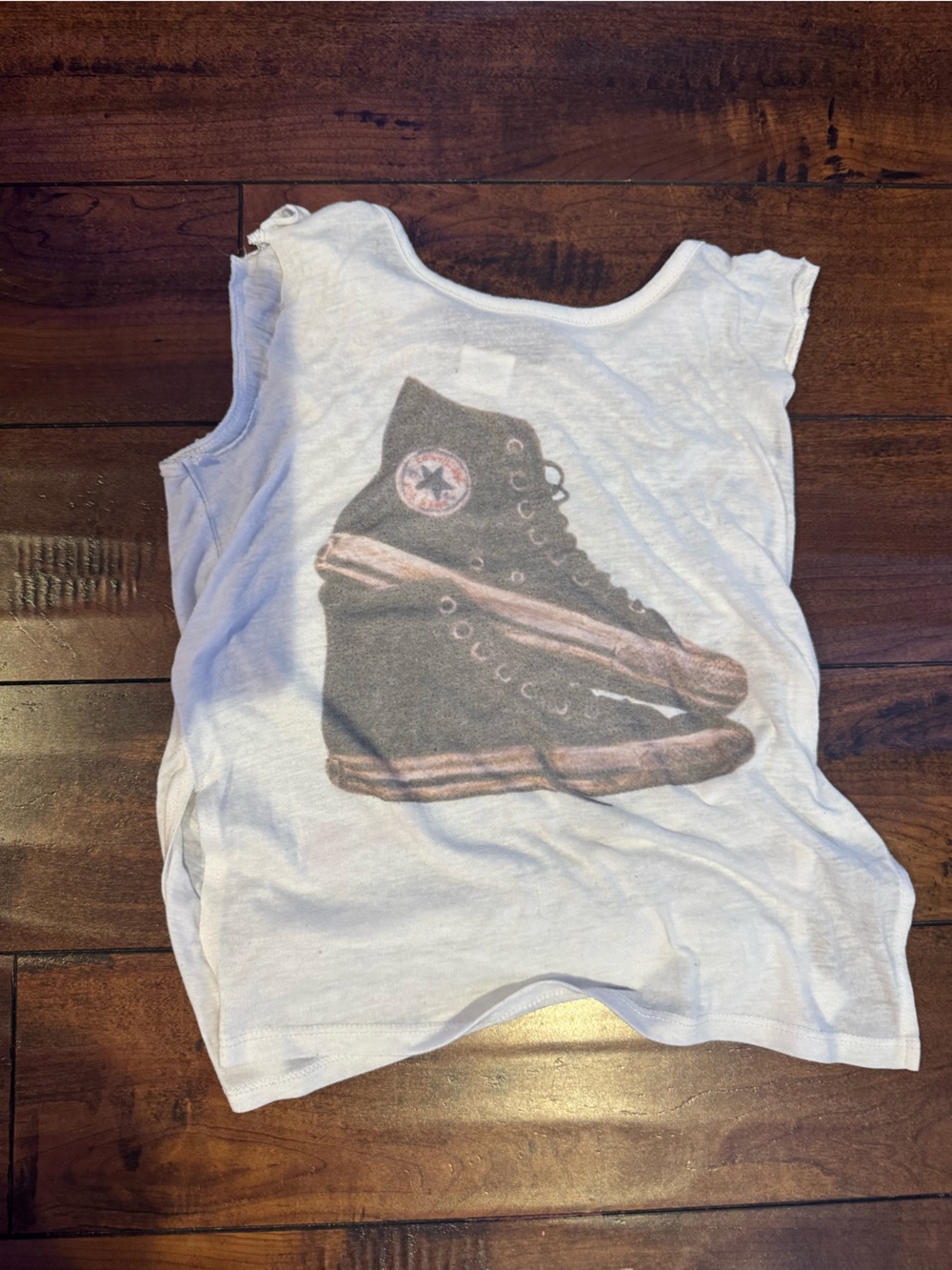 Girls White Graphic Tank Top with Sneaker Design